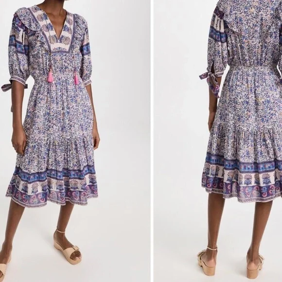 BELL BY ALICIA BELL Lyla Midi Dress Pink Coral Floral - Picture 14 of 14